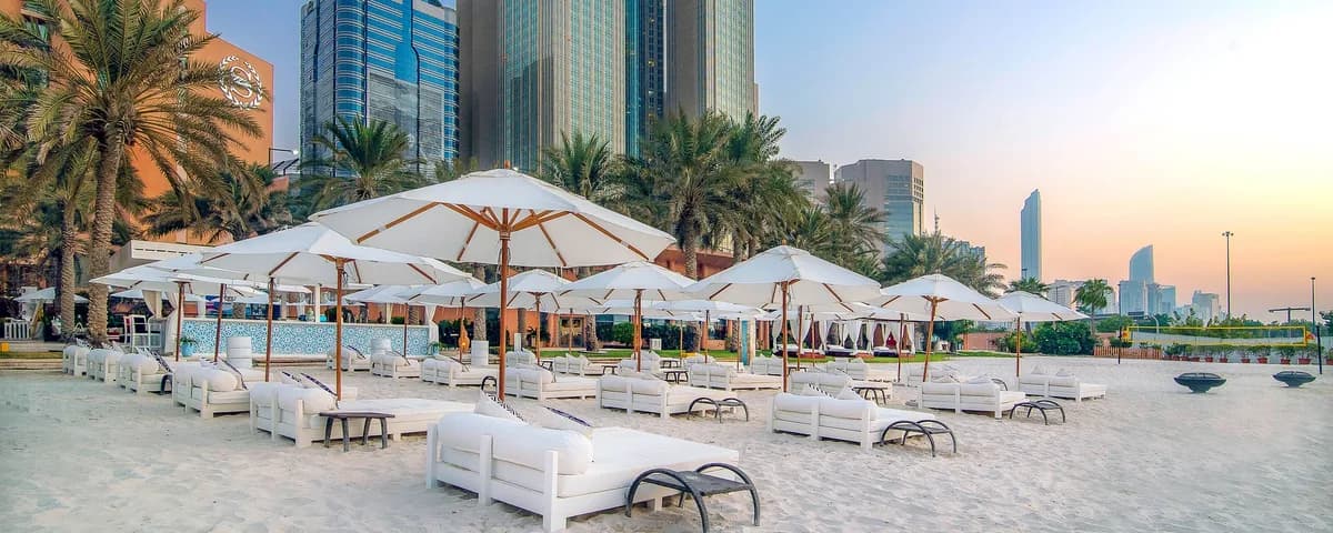 Beach clubs and coastline in Abu Dhabi, United Arab Emirates