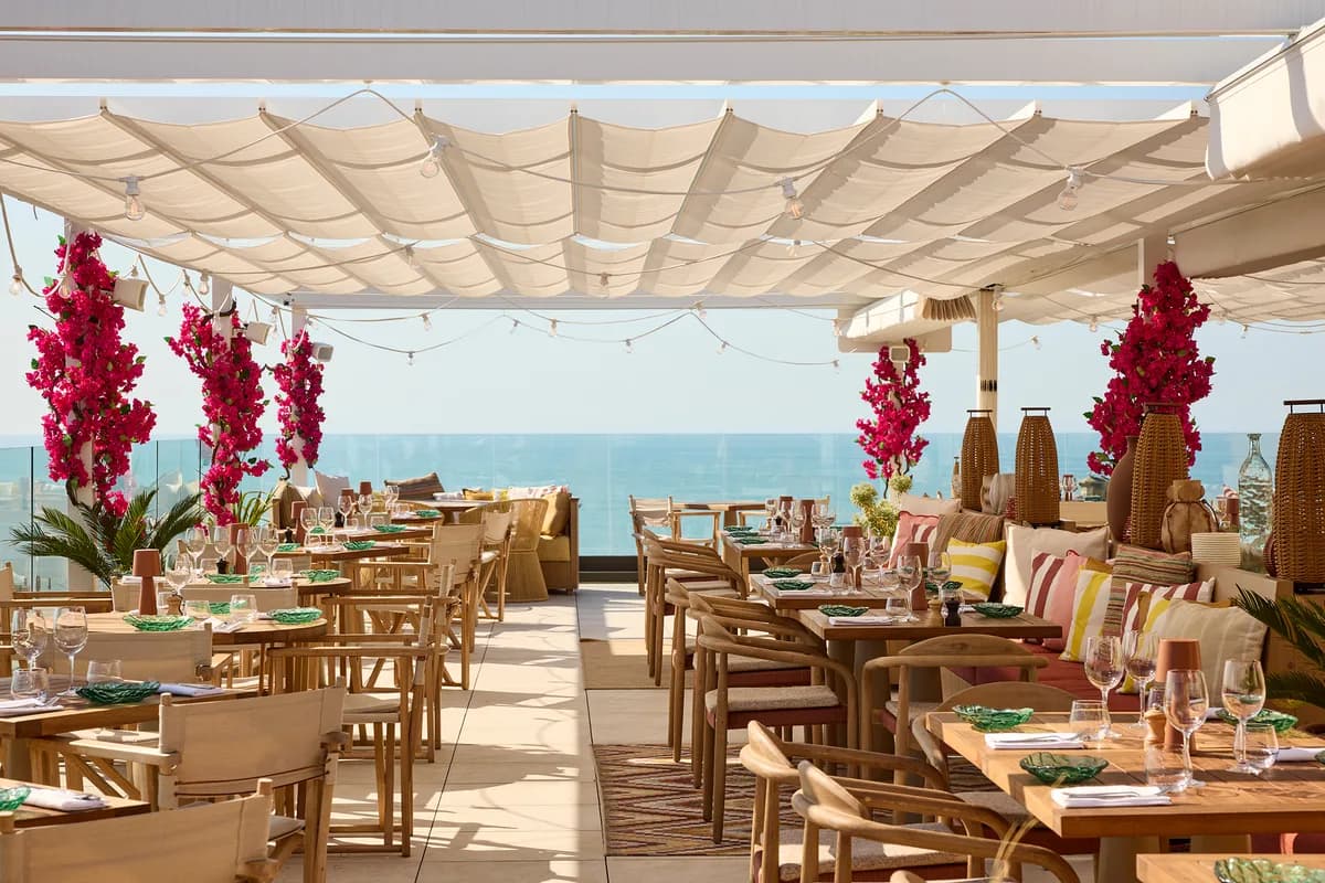 Beach clubs and coastline in Biarritz, France