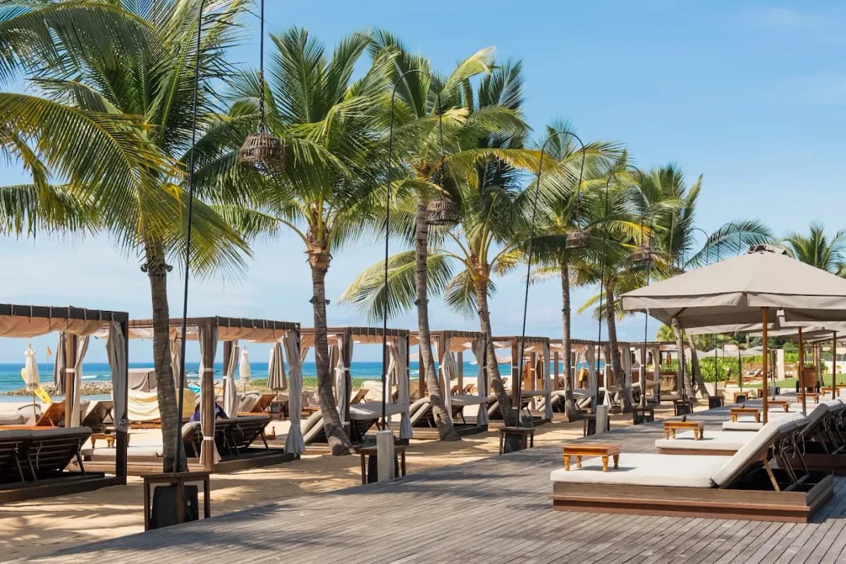 Beach clubs and coastline in Nusa Dua, Indonesia