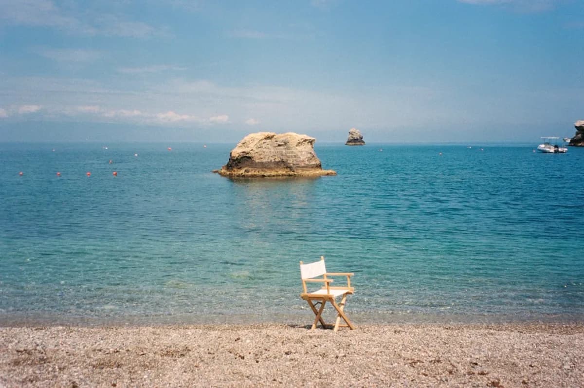 Beach clubs and coastline in Taormina, Italy