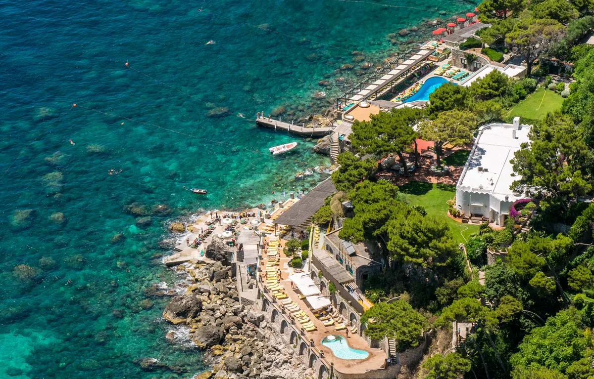 Saltwater pool and sea terrace at La Canzone del Mare, Marina Piccola