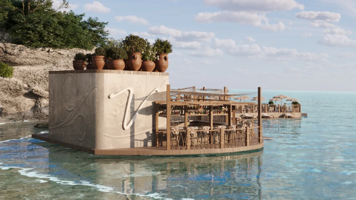 Golden-hour party setup in a secluded cove at Verde Beach Sardinia, Poltu Quatu