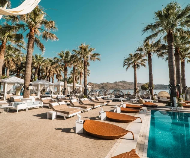 VIP cabanas and sushi bar at Cabana Mare, Agia Marina