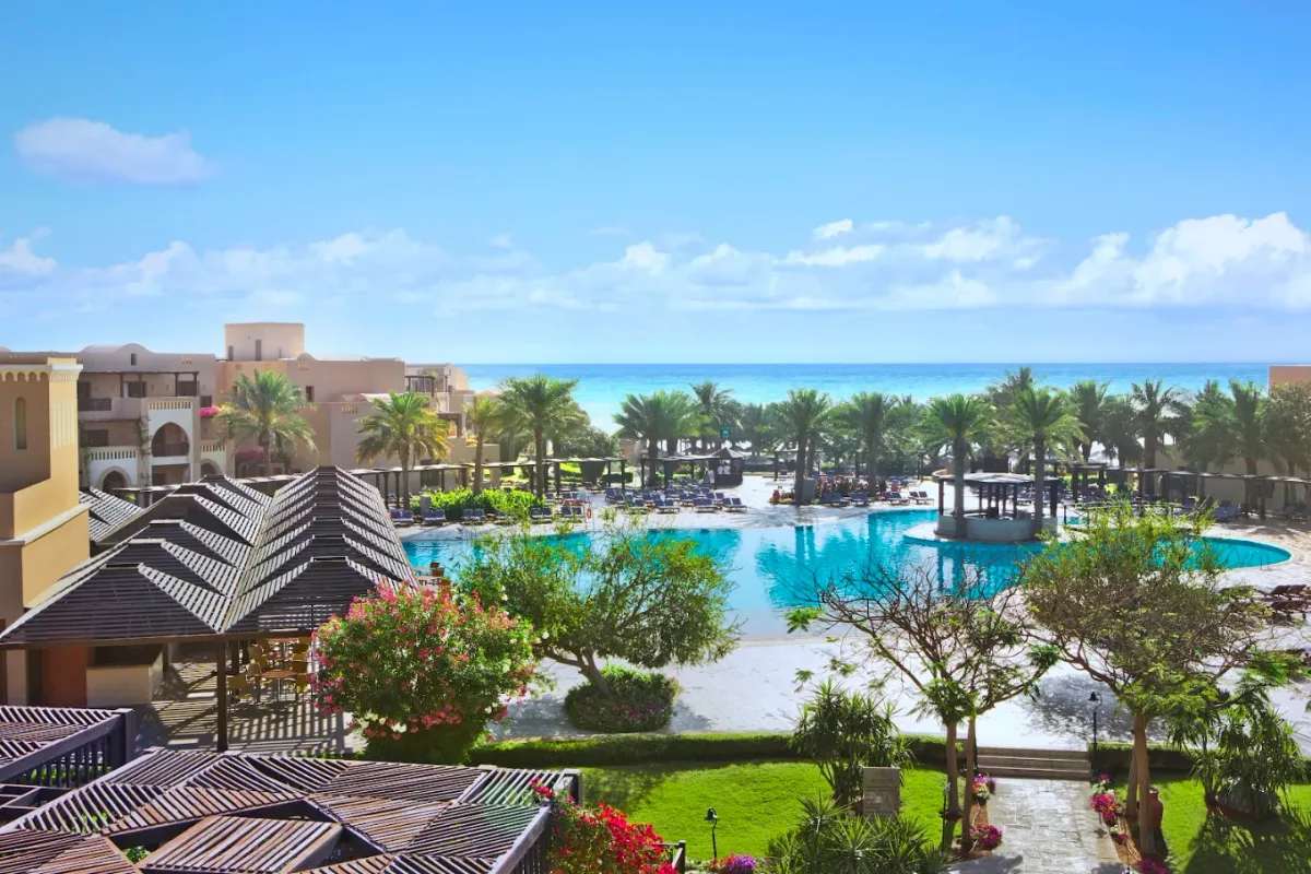 Moroccan-style architecture and private beach at JAZ Miramar Al Aqah, Al Aqah