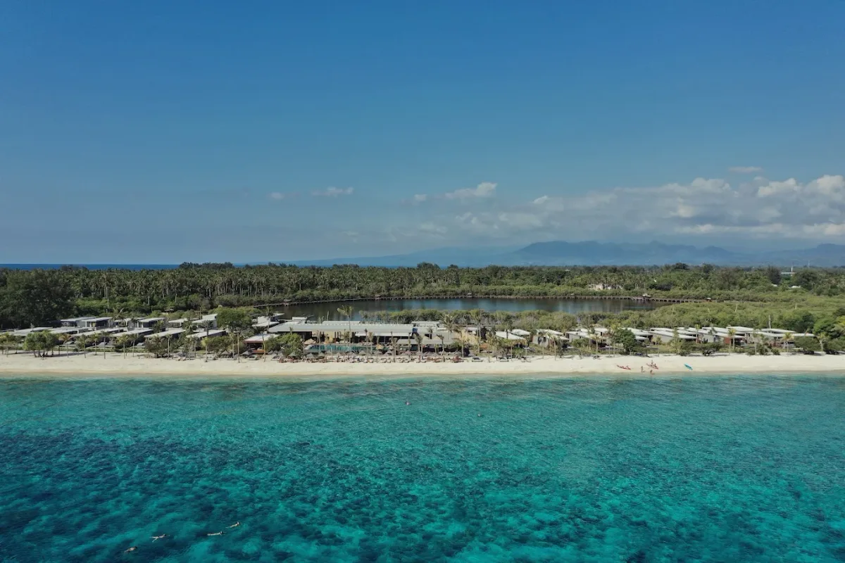 35m infinity pool and cabanas at BASK Beach Club, Gili Meno