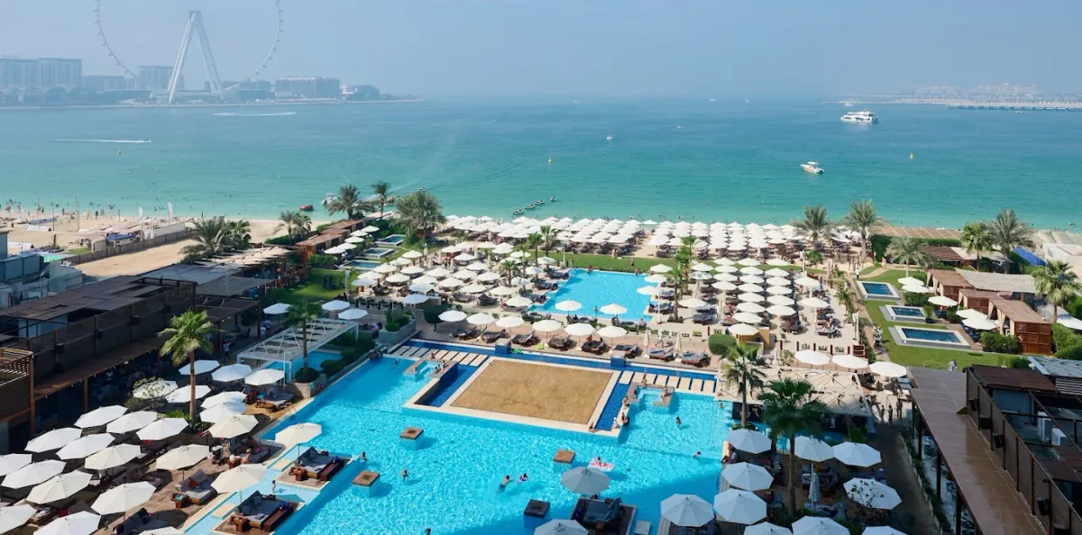 Infinity pool, adults-only pool and cabanas at Azure Beach, Rixos Premium Dubai, JBR