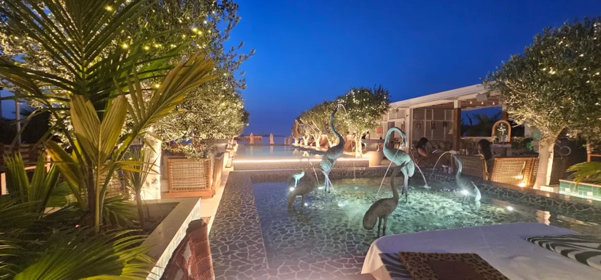 Wood-fired pizza and poolside loungers at African Queen, J1 Beach