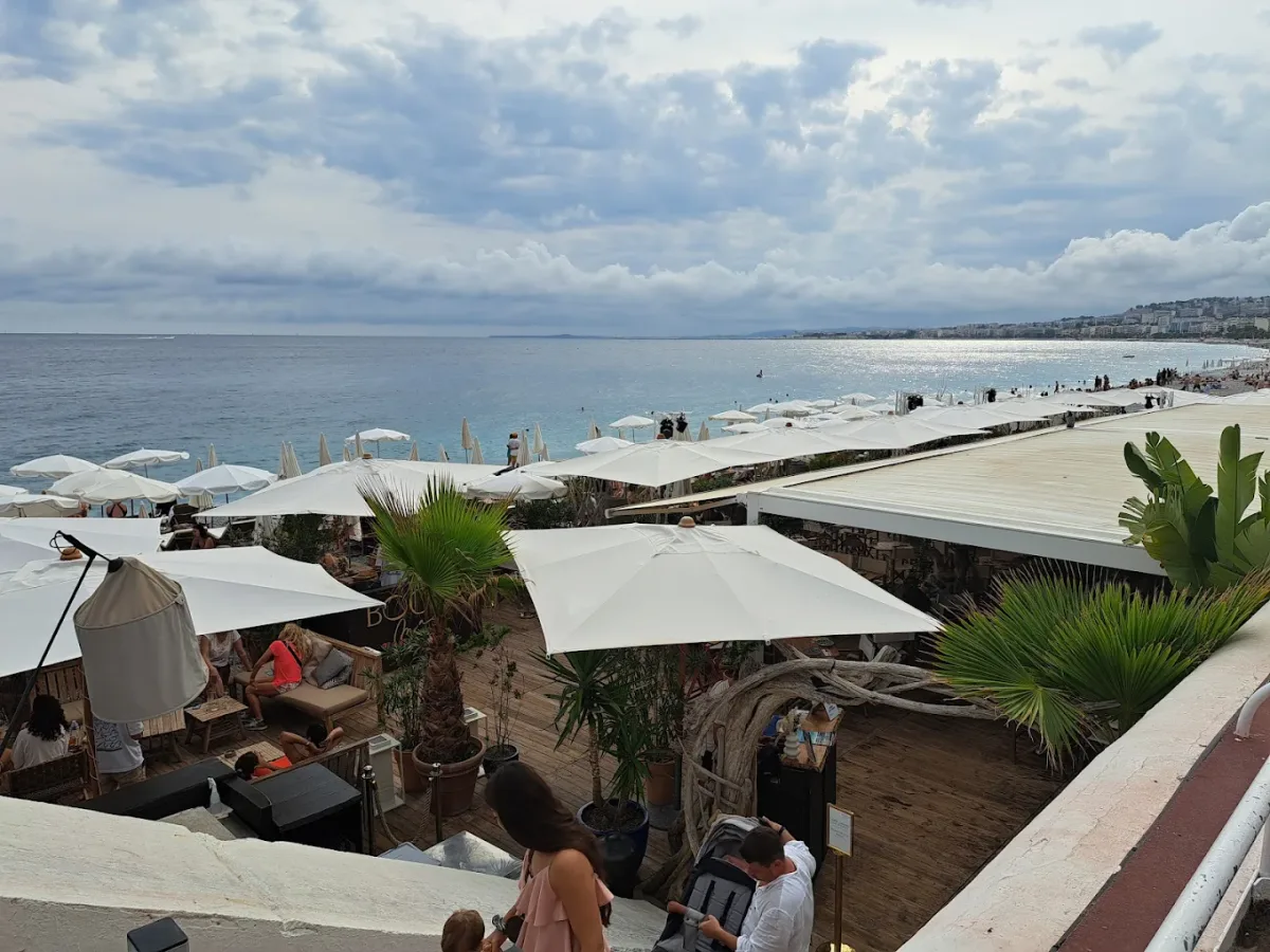 Mediterranean sharing plates on the deck at Bocca Mar near the old town, Nice