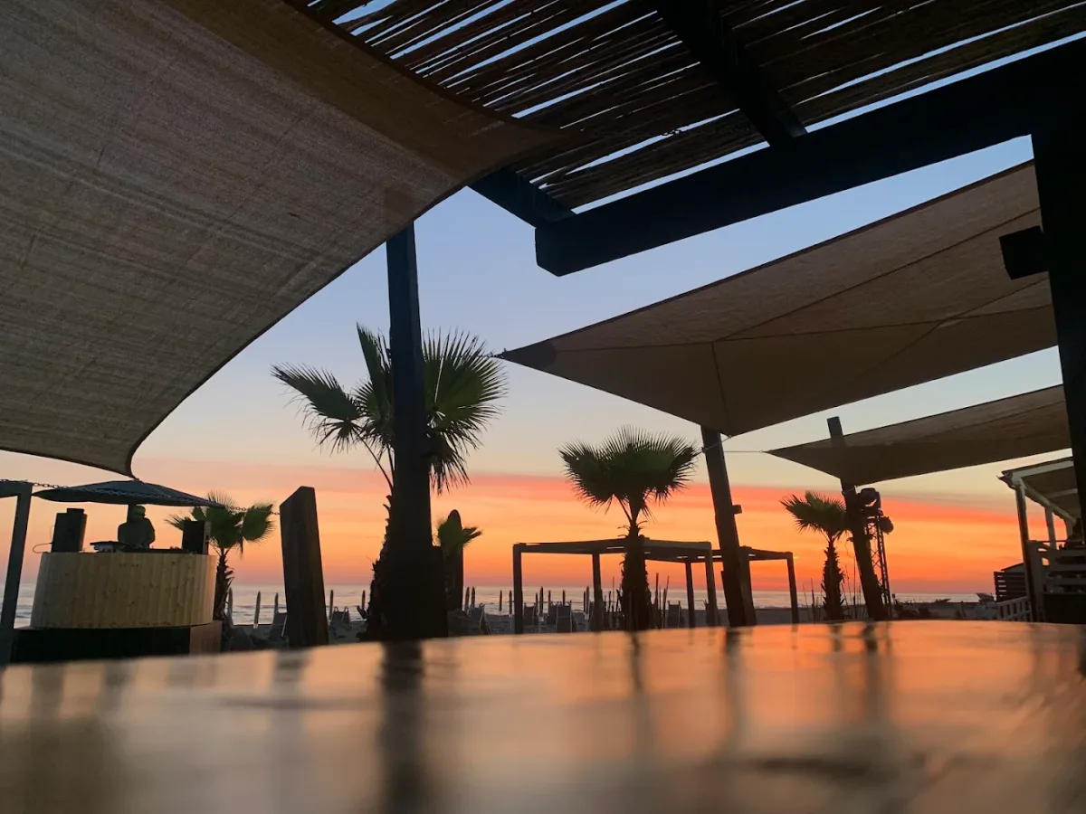 Pool and sea-view terrace at Beluga Beach Club, Torvaianica
