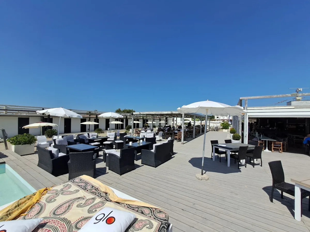 Sunbeds and aperitivo terrace at COH Beach, Fregene