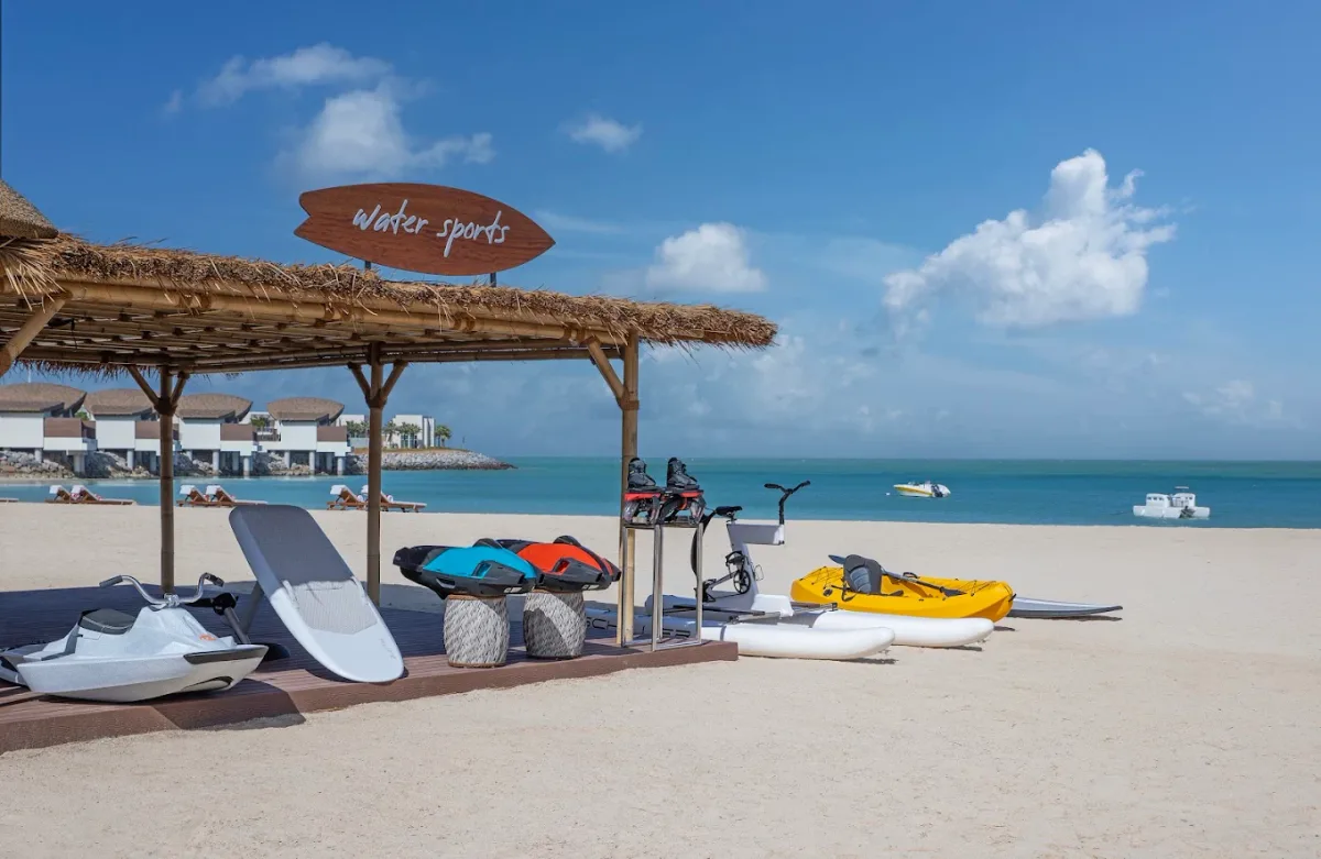 Secluded golden-sand peninsula between lagoon and mangroves at Anantara Mina Al Arab