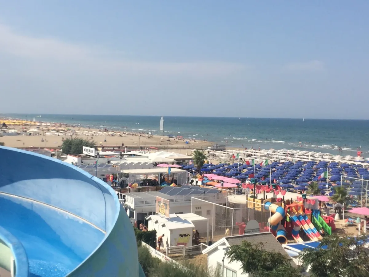 Beach club by day turning into a dance floor at night at Mojito Beach, beach 137 Riccione