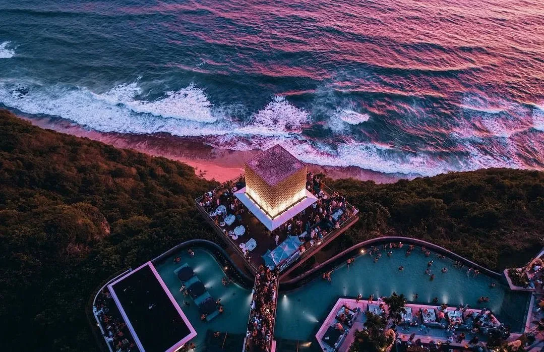 Cliff-edge infinity pool and cube bar at Savaya Bali, Pecatu